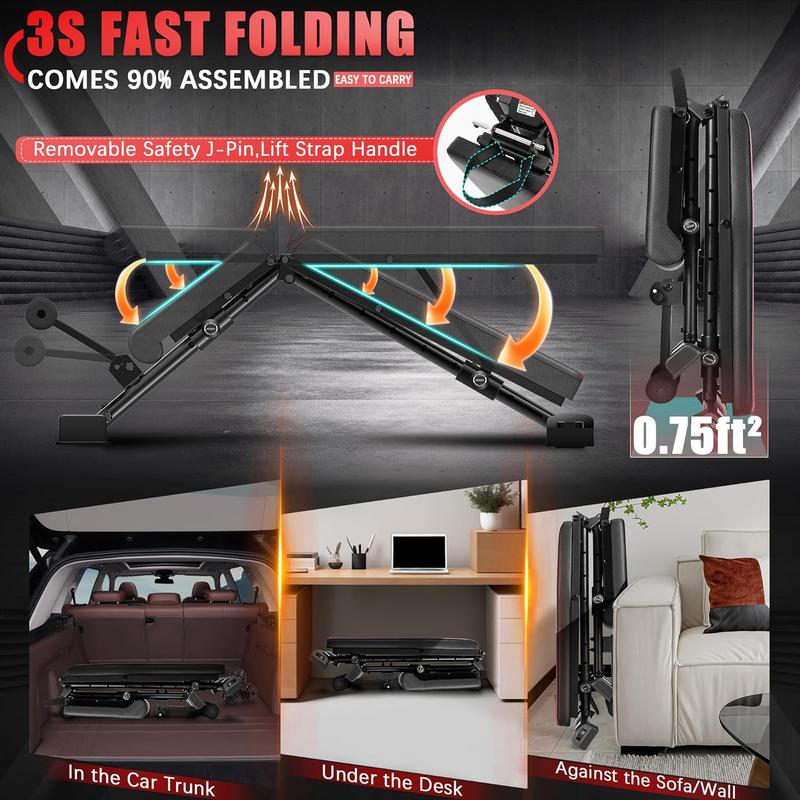 【TikTokShopBlackFriday】OPPSDECOR 900LBS Adjustable Weight Bench for Full Body Workout,Incline Decline Flat Utility Workout Bench with Quick Folding& Fast Adjustment,Perfect Gift for Day, Father's Day, Christmas 【TikTokShopBlackFriday】OPPSDECOR 900LBS Adjustable Weight Bench for Full Body Workout,Incline Decline Flat Utility Workout Bench with Quick Folding& Fast Adjustment,Perfect Gift for Day, Father's Day, Christmas