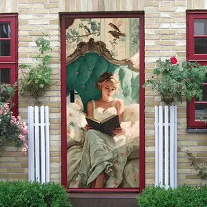 2pcs Vintage European Princess Bedroom Wall Stickers Ins Style Headboard Decorative Stickers Self Adhesive Removable Waterproof Wall Decals for Living Room Bedroom Background Wall Decoration Home Decor A