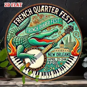 New Orleans French Quarter Festival Aluminum Wall Decor Jazz Music Catkin Crocodile Banjo Louisiana Home Art Decor for Living Room