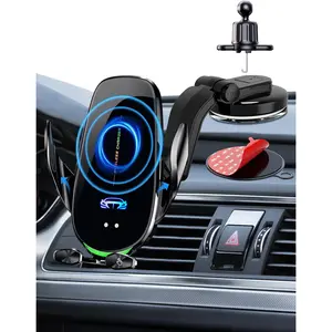 Wireless Car Mount  Fast Charging Auto Clamping 15w Intelligent Dual Control Induction Phone Holder Compatible With All Android Smartphone