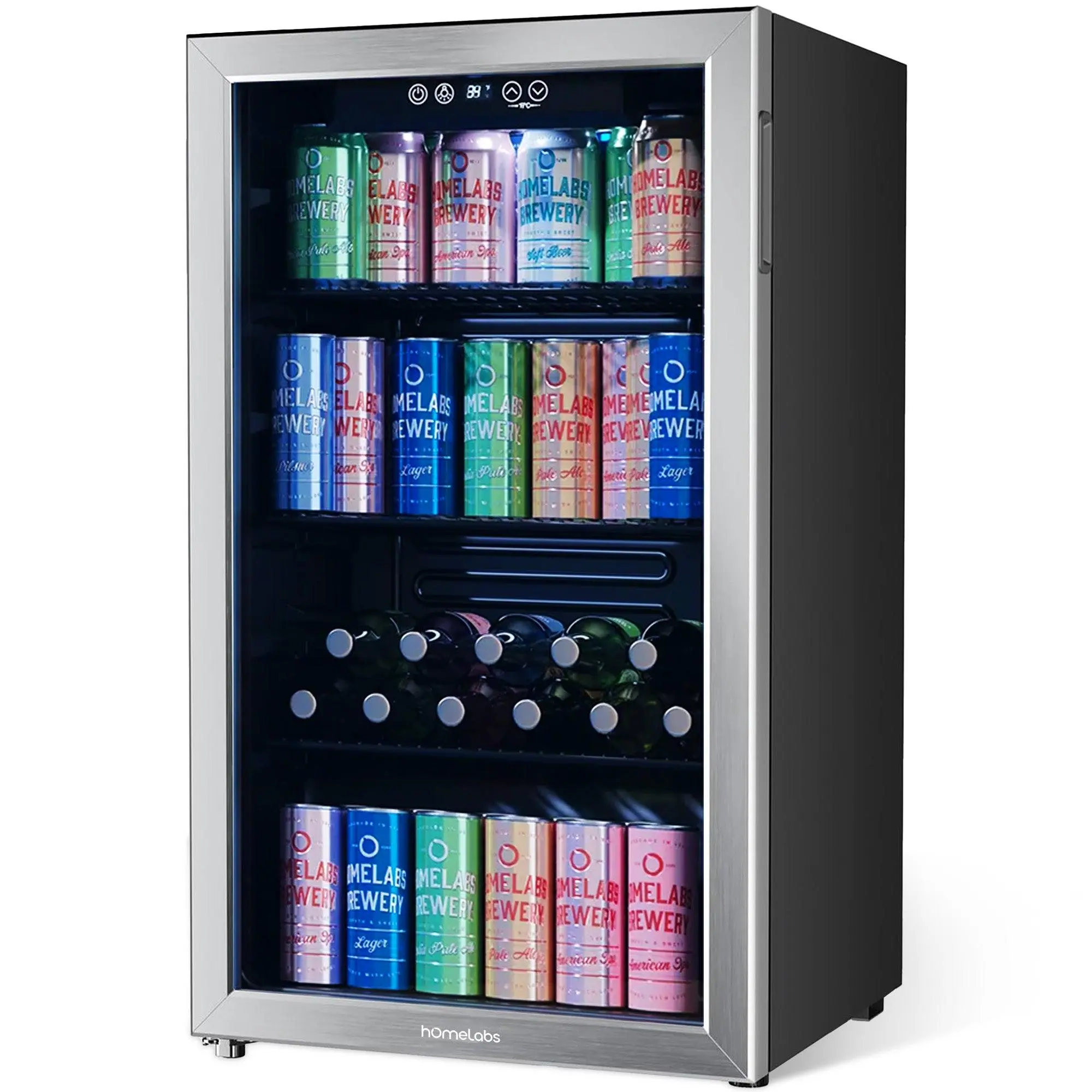 hOmeLabs 120 Can Beverage Refrigerator Cooler Glass Door Mini Fridge, 3.2 Cu Ft hOmeLabs 120 Can Beverage Refrigerator Cooler Glass Door Mini Fridge, 3.2 Cu Ft