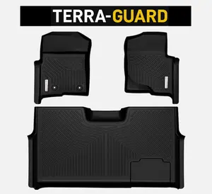 TerraGuard Floor Mats for 2010-2014 Ford F-150 F150 Super Crew Cab Black TPE Liners