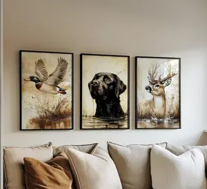 Black Labrador Poster 3 Boy Bedroom Nursery Unframed Wall Art Hunting Decor Deer Posters Mallard Duc