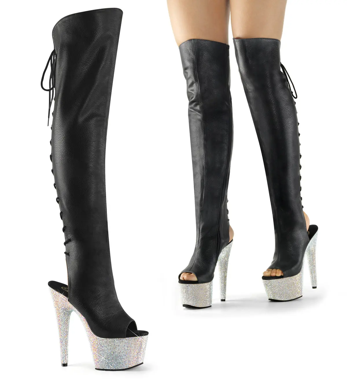 7 Inch Heel BEJEWELED-3019DM-7 Black