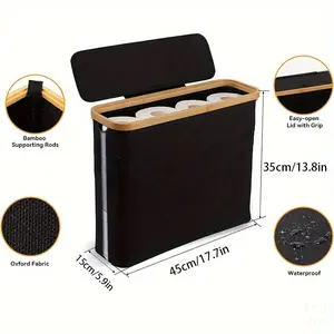 Toilet Paper Storage Basket With Lid, Collapsible Holder, Bin With Side Window, Holds up to 12 Mega Rolls, Organizer for Bathroom