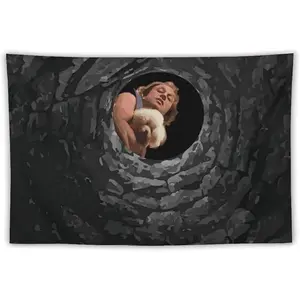 Buffalo Bill and Lamb Tapestry - "Silence of the Lambs" Inspired Wall Art, Polyester, Black with Caving Scene, Ideal for Bedroom, College Dorm, Home Decor, College Dorm Decor |   Cinematic Tapestry |   Polyester Fabric, Buffalo Plaid Home Decor,Chi