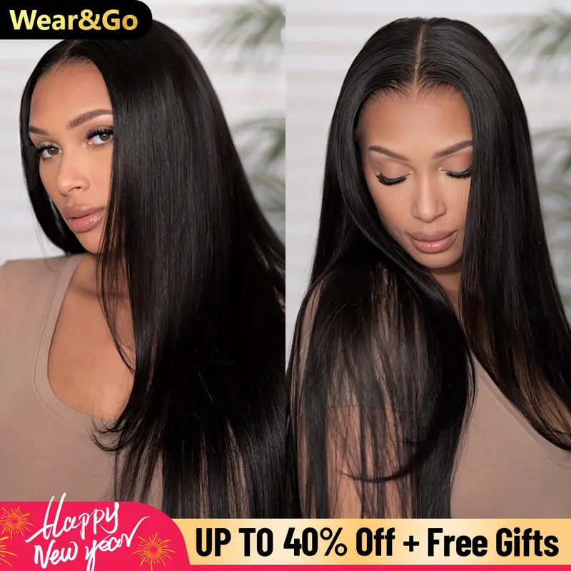 [Free Upgraded] OQ HAIR Wear And Go Glueless Wigs Pre Cut 7x5 HD Straight Lace Human Hair Wigs Pre Bleached Tiny Knots Beginner Friendly #TikTokShopBlackFriday