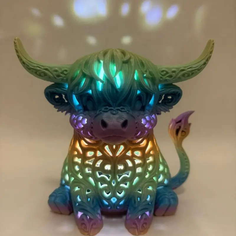 Highland Cow Tea Light Holder (Silk Rainbow)