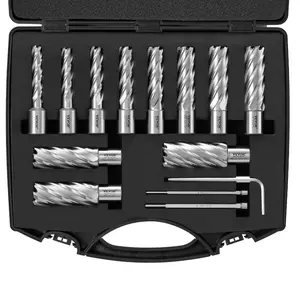 fathersdaygift VEVOR Annular Cutter Set, 13 pcs Weldon Shank Mag Drill Bits, 7/16 to 1-1/16 Cutting Diameter, 2 Cutting Depth, M2AL HSS, with 2 Pilot Pins, Hex Wrench and Portable Case, for Using with Magnetic Dr