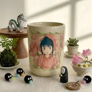 [SALE UP TO 50% + FREE SHIP] Handmade Chihiro and Flowers Ceramic Mug  Spirited Away Watercolor Anime Coffee Cup