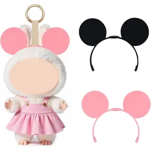 2 Pack 3D Printed Mouse Ears for Dolls, Cute Plush Accessory for Doll Decoration, Perfect for Cosplay, Parties, Gift