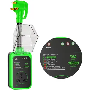 RV Surge Protector 30Amp -10000Joules RV Power Surge RV Circuit Analyzer Surge with  Cover Safety Certification LED Display RV Adapter Plug for Camper Travel  (Green, 30A)