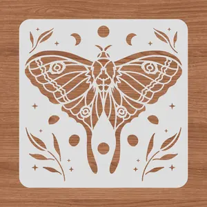 12x12 Inch Moth & Moon Stencil Set, Plastic Drawing Templates for  Painting, Wall Art & Scrapbooking