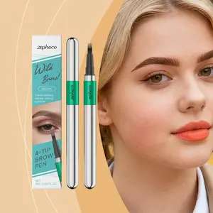 Brown 3D 4-Pronged Natural  Pencil, Transfer-Resistant Beauty Makeup Tool for Daily Touch-Ups, Fills & Defines  Contours for Smooth Hair-Like Finish everyday brow set Waterproof Peel Off Gel eyebrow product beard tint skin type essentials heci