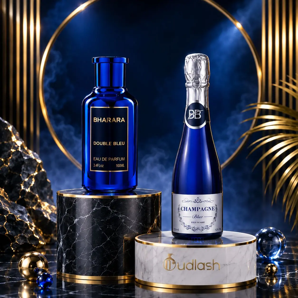 Bharara Double Bleu + Champagne Blue | Men's Fragrance | 100ML - 3.4 | Eau De Parfum |  Pineapple, lemon, amberwood