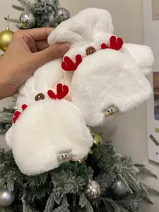 Cute Reindeer Christmas Fleece Gloves, Warm Thick Plush Cover-Up Mittens, Cozy Winter Hand Warmer Accessories for Holiday Season