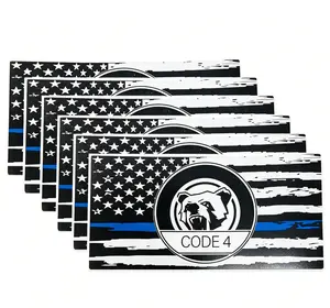 6Pcs Thin Blue Line Flag Sticker – Police Support American Decal, Code 4 Bumper Sticker for Car Truck Window Laptop
