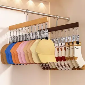 No More Messy Closets! Multi-Use Wooden Clip Hanger for Hats, Bras, Socks & Accessories - Fits Any Wardrobe Rod