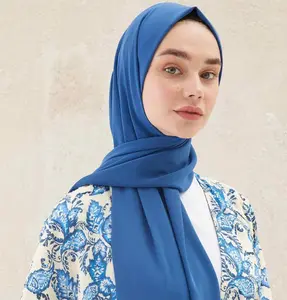 Medine Ipek Chiffon Hijab Shawl - Sapphire Blue