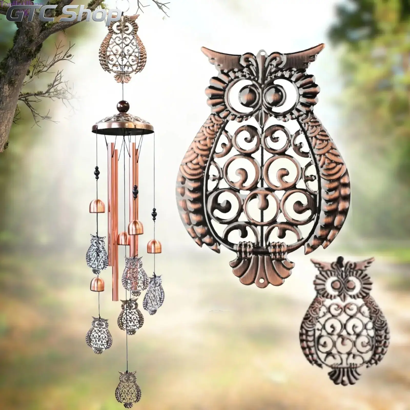 Classic Owl Aluminium Wind Chimes - Weatherproof, Durable Outdoor Hanging Ornament with Crisp Melodic Sound, Retro Animal Art Decor, Christmas/Mother’s Day Perfect Gift for Loved Ones, Garden Memorial Sympathy Accessory