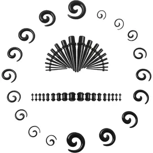 Ear Stretching Kit 54 Pieces 14Gauges-00Gauges Earrings Piercing Kit