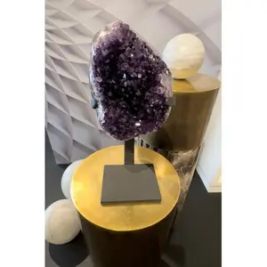 Uruguayan Amethyst Sculpture on Stand – Deep Violet Crystal Decor