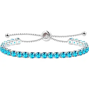 Fashion Adjustable Slider Bolo Clasp Tennis Bracelet for Women  Purple Pink Blue Green Cubic Zirconia Bracelets  Y4043