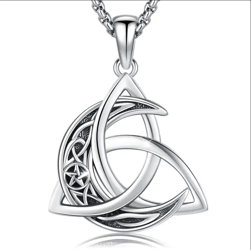 Thanches 925 Sterling Silver Celtic Moon Necklace for Women Crescent Irish Memorial Elegant Lunar Jewelry Gifts for Women Men Symbolizing Love
