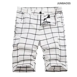 JUNBAOSS Men's Slim Fit Stretch Dress Shorts Plaid Baggy Shorts for Men, Straight Leg Fashion Comfort Flex Waist Shorts, Mens Casual Business Golf Dress Chinos Shorts Pants Menswear