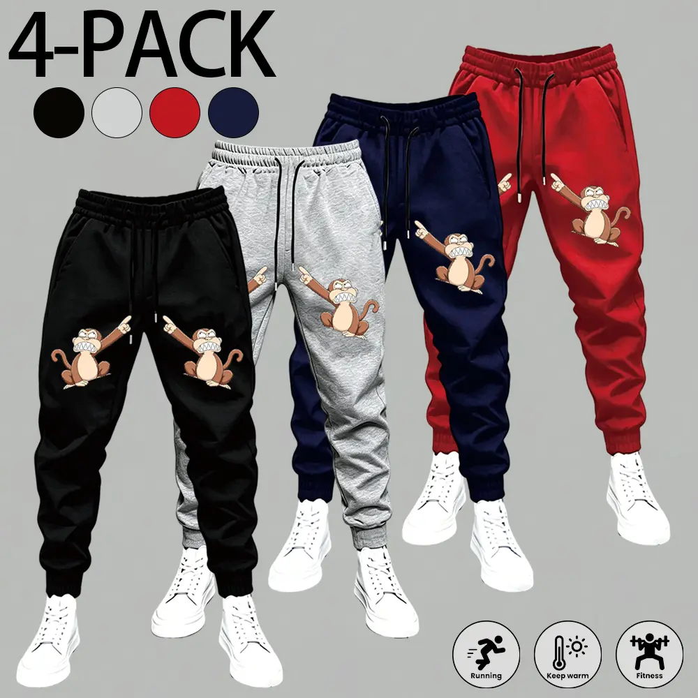 Men Trendy Angry Pointing Monkey Graphic Jogger Pants Available In 1 To 4 Pieces Casual Drawstring Elastic Cuff Sweatpants Streetwear Trousers For Fitness Running Daily Outdoor Wear