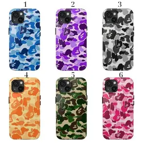 Trendy ABC Camo Ape Head Phone Case for iPhone 17 16 15 14 13 12 11 Pro Max Plus, Colorful Streetwear Style Shockproof Soft Cover Hypebeast Gift