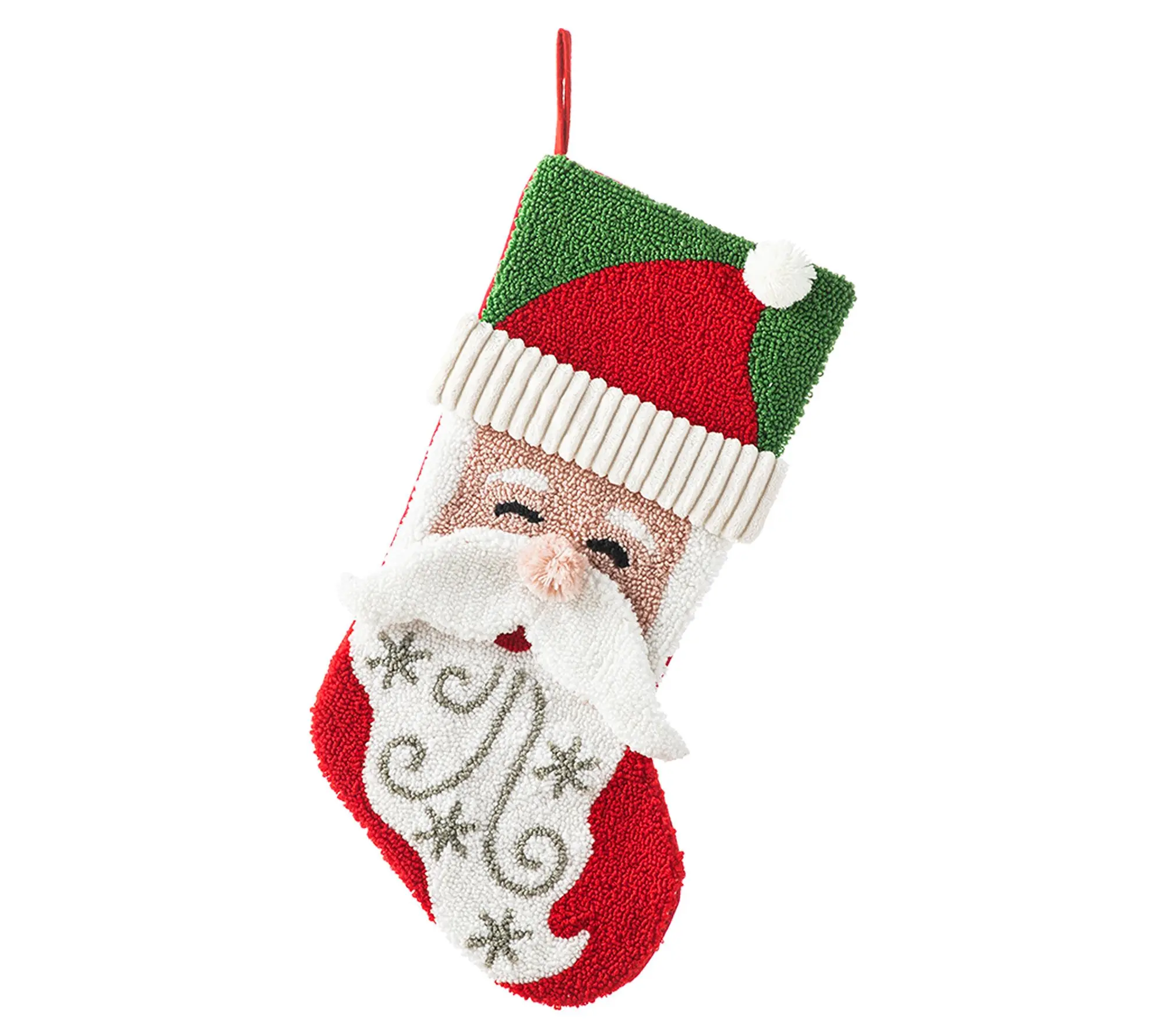 Glitzhome 20.5"L Santa Hooked Christmas Stockin g Glitzhome 20.5"L Santa Hooked Christmas Stockin g