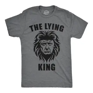 Mens Funny T Shirts The Lying King Sarcastic Anti Trump Graphic Novelty Tee for Men Mens Funny T Shirts Cool Vintage Fashion T-Shirt Gift Classic Menswear Animal Apparel for Men Funny Political Short Sleeve Dark Grey