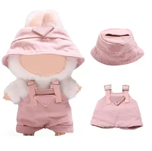 P Clothes for Labub NO Doll Hat & Overalls Set for Labub Accessories Suit Cute Pink Outfit for Dress Up Unique Style Labu Bucoke Series Costume