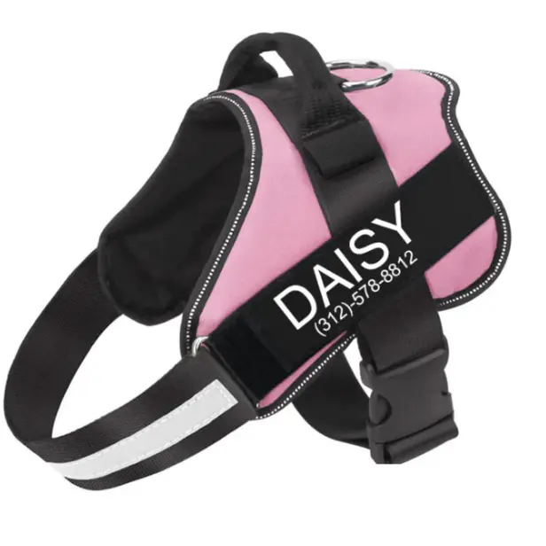 Personalized Reflective Dog Harness, Customizable removable patches for dogs/include dogs name and phone number, Red/Blue/Black/Pink/Purple/Lime Green