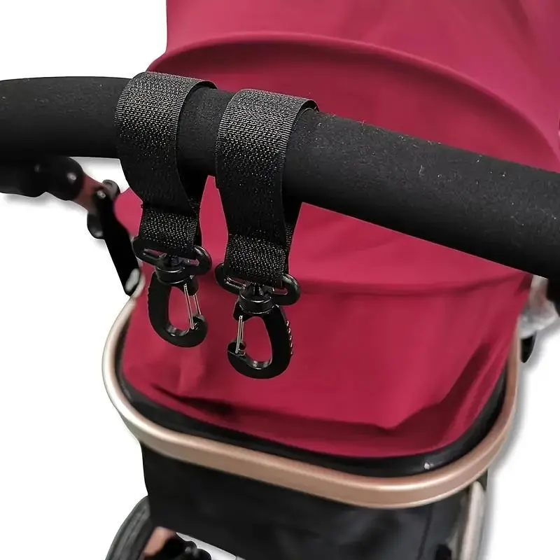 2pcs 360° Rotatable PU Leather Stroller Hooks, Wheelchairs Cars Motorcycles Bike Hooks, Stroller Accessories