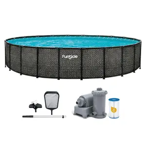 Funsicle 22' x 52" Oasis Designer Round Above Ground Pool, Dark Herringbone