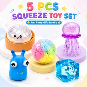 5-Piece Malt Sugar Stress Relief Fidget Toy Blind Box Set - Sensory Bundle with Dumpling Squishy, Creative Slow-Return Designs, 5 Different Styles, Anxiety & Holiday Party Gift