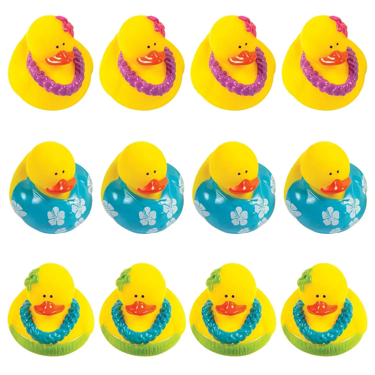 2" Colorful Luau Shirt & Leis Vinyl Rubber Ducks - 12 Pc.