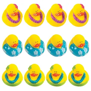 2" Colorful Luau Shirt & Leis Vinyl Rubber Ducks - 12 Pc.