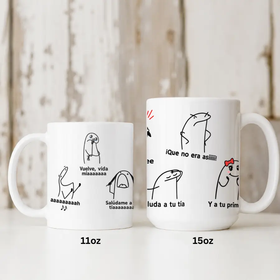 Funny Spanish Meme Mug Gift for Friend, Latina Humor Coffee Cup, Viral Cartoon Style Mug, Bestie Birthday Gift, Coworker Gift, Sarcastic Coffee Mug, Cute 11oz 15oz Ceramic Cup, White Elephant Gift, Funny Friend Mug for Women & Men