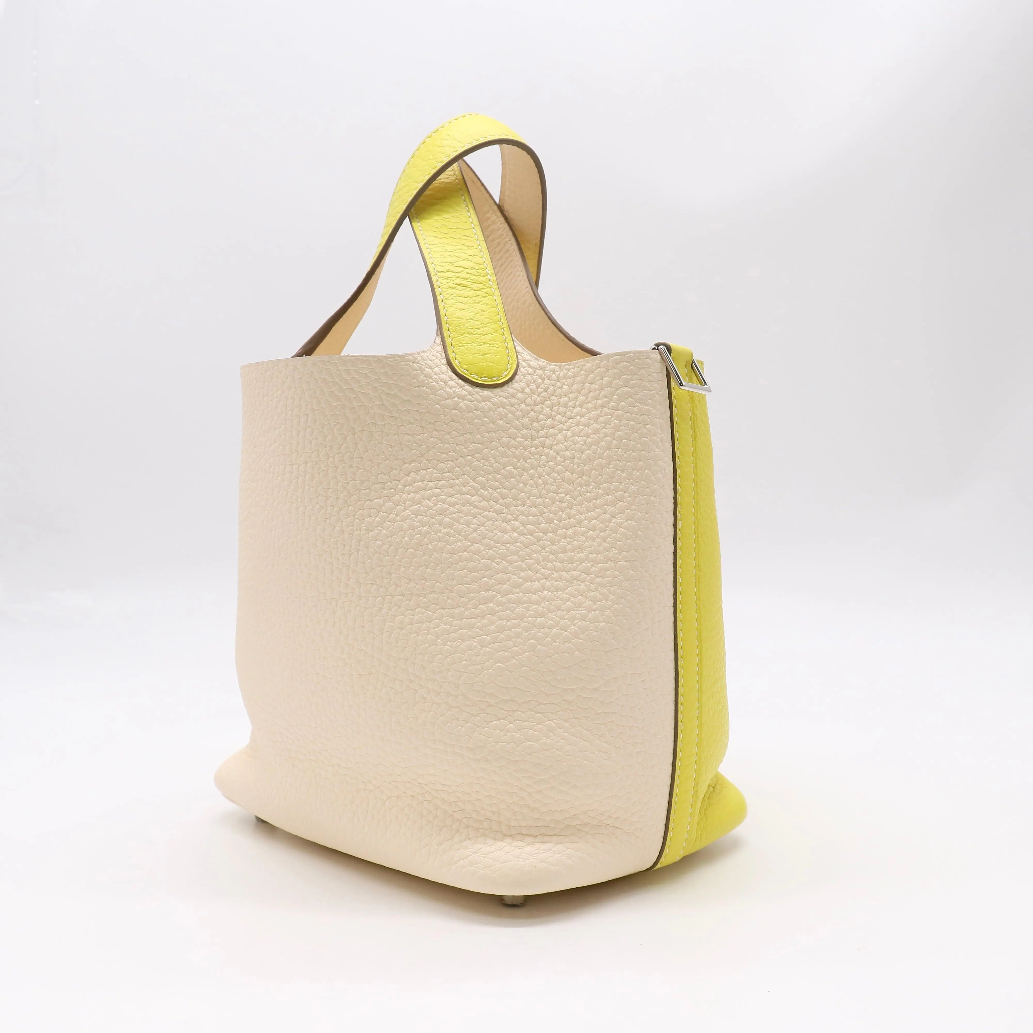 Pre-owned HERMÈS Leather Top Handle Bag Picotin Clemence Bi Color PM LDJ5121