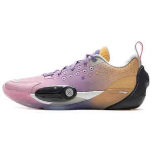 LiNing All City 13 Low-Top Basketball Shoes for Men with Bounse Technology, Temperature-Resistant, Explosive Start, Shock Absorption, Anti-Slip, Wear-Resistant, Breathable, Supportive, Lightweight, and Rebound Features in Pink, Purple, and Yellow