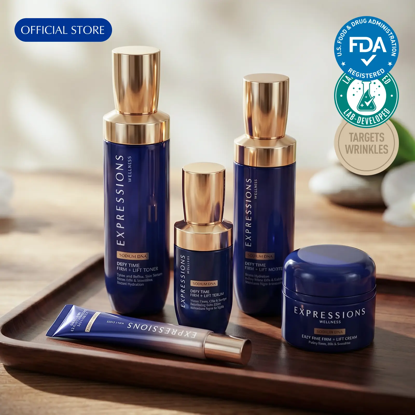 [EXPRESSIONS] DEFY TIME PDRN Collagen Anti-Aging Set Full Routine Plump & Healthy Skin - PDRN Toner, Serum, Moisturizer, Face Cream & Eye Cream | Total Needle-Free Lift for Wrinkles & Sagging | 5-Step Spa-Grade Cellular Repair System