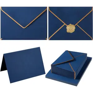 50 Pack Navy Blue A4 Envelopes with  Stickers,  4x6 Envelopes for Wedding, Office and  Shower Invitations