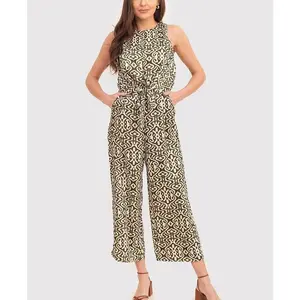 Women's Ax Paris Khaki & Cream Jumpsuit