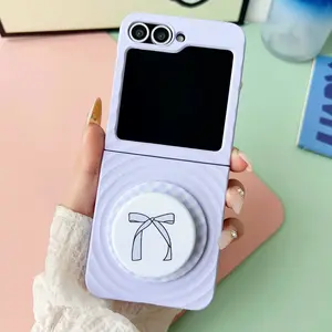 Wave Pattern Magnetic Protective Phone Case with Stand, Cover, Compatible with Samsung Galaxy Zflip7 Zflip7 FE Zflip6 Zflip5 , Luxury Candy Color Design