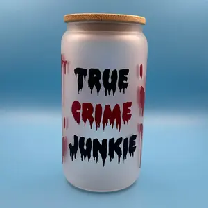 True Crime Junkie Glass Can