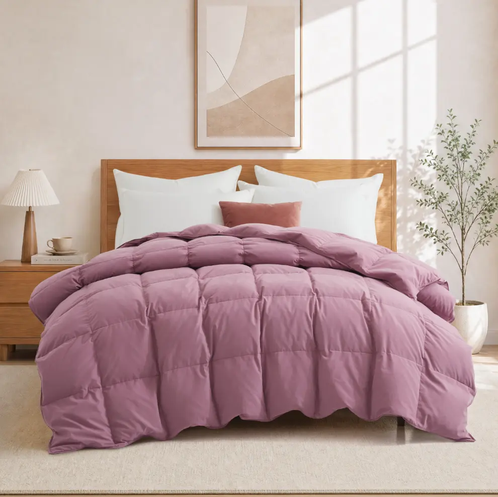 PEACE NEST All Season Fluffy Bed Duvet Insert Goose Feather Fiber Filled Warm & Lightweight Bedding Quilt Cozy Bedding for Home