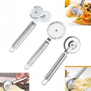 Stainless Steel Pastry Wheel Cutter, Pizza Cutter Wheel, Fluted Pasta Crimping Wheel Dough Crimper Pie Crust handle, Easy to use and clean